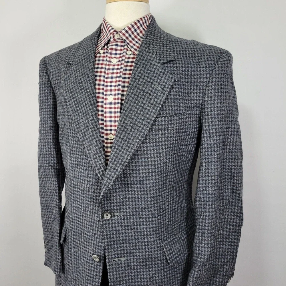 John Alexander Hart Marx Men's Tweed Sport Coat Blazer Two Button Navy Wool 38R‎